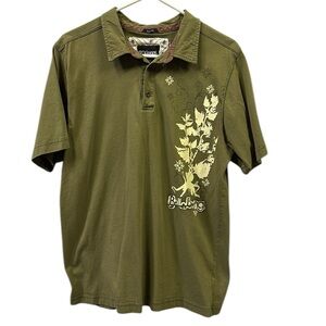 Billabong Vintage Polo Tee Green Khaki Cotton Short Sleeve Slim Fit Shirt XXL